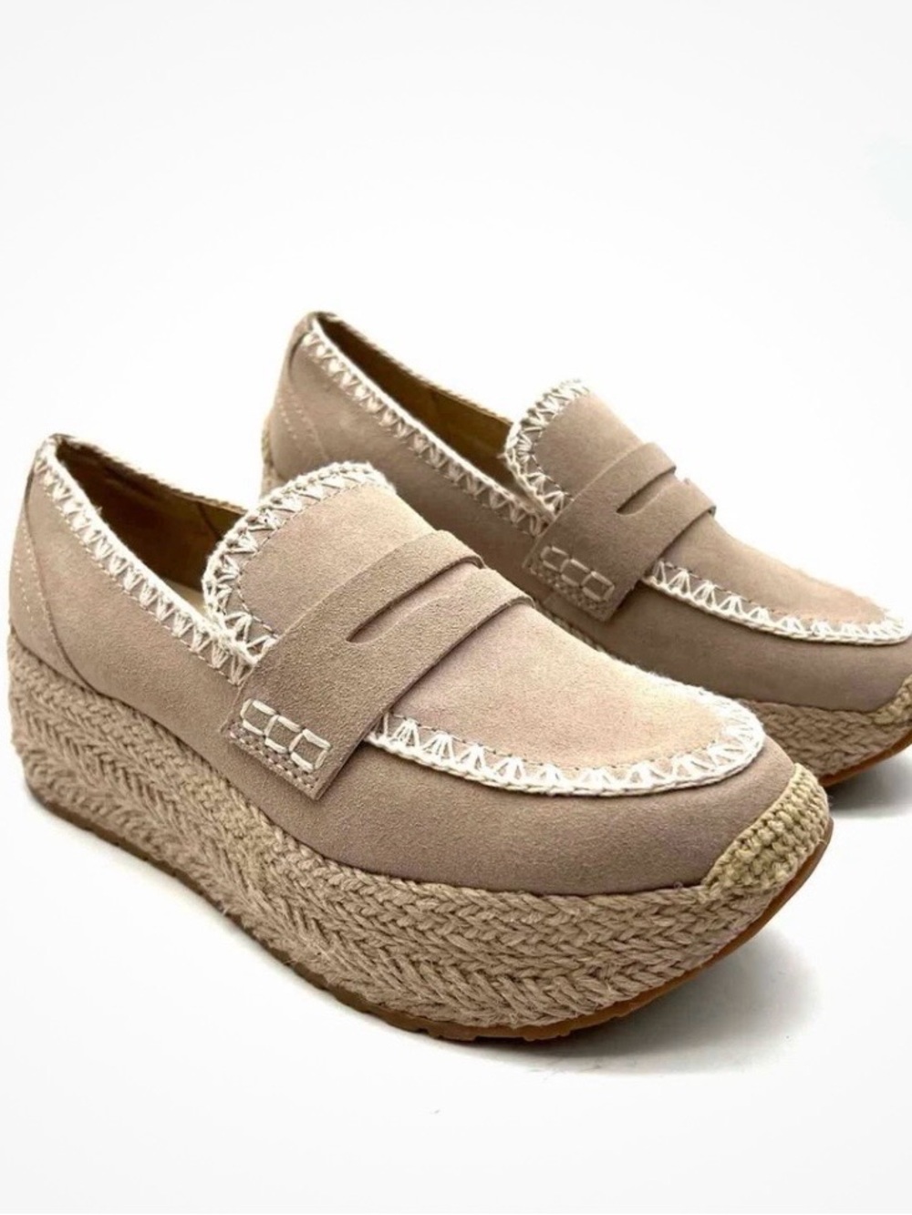 Dolce Vita Beige Suede Espadrille Platform Loafers